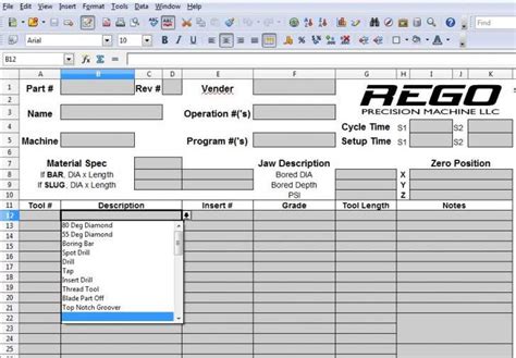 cnc machine set up|cnc tool set up sheet.